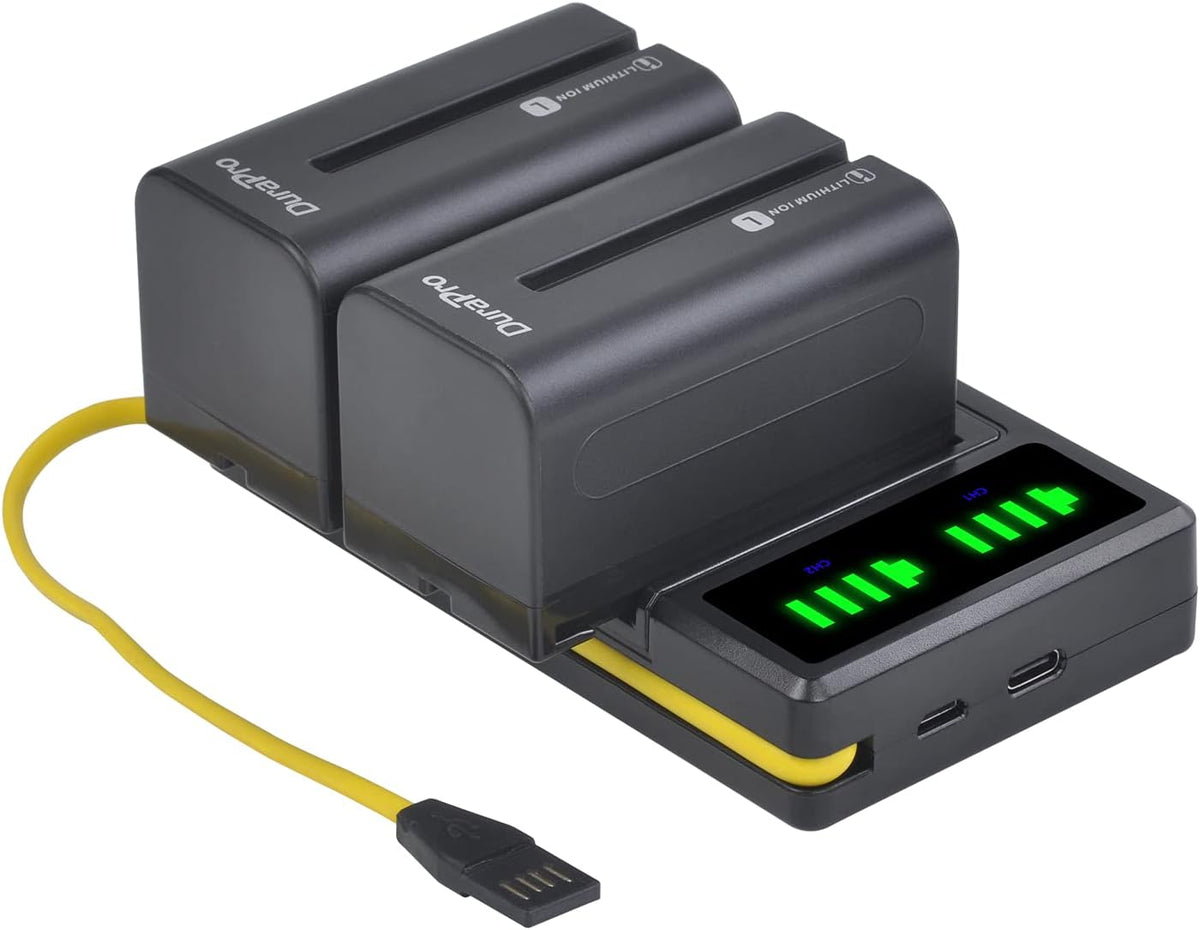 Set de 2 acumulatori NP-F750 NP-770 5200mAh cu incarcator USB cu display LCD, pentru Sony NP-F330 NP-F550 NP-F570 NP-F750 NP-F770 NP-F960 NP-F970 CCD-SC5 CCD-TRV DCR-TRV Series
