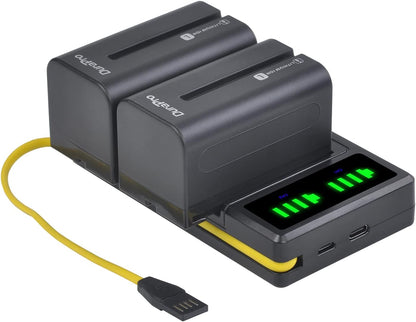 Set de 2 acumulatori NP-F750 NP-770 5200mAh cu incarcator USB cu display LCD, pentru Sony NP-F330 NP-F550 NP-F570 NP-F750 NP-F770 NP-F960 NP-F970 CCD-SC5 CCD-TRV DCR-TRV Series