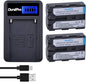 Set de 2 acumulatori NP-FM500H si incarcator USB LCD, pentru Sony a99, a77, a58, a57, a65, a68, a200, a300, a350, a450, a500, a550, a560, a700, a850, a90