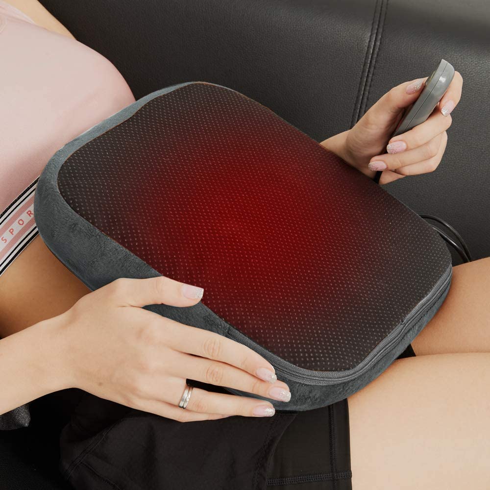 ARONT Aparat de masaj Shiatsu, 2 in 1 pentru picioare si spate, cu functie de caldura, husa detasabila, pentru acasa si birou, gri