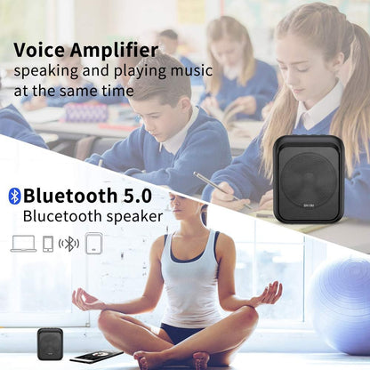Amplificator de voce cu microfon wireless, Megafon portavoce Bluetooth portabil, baterie 1800mAh, slot card, pentru profesori, ghid turistic, antrenor