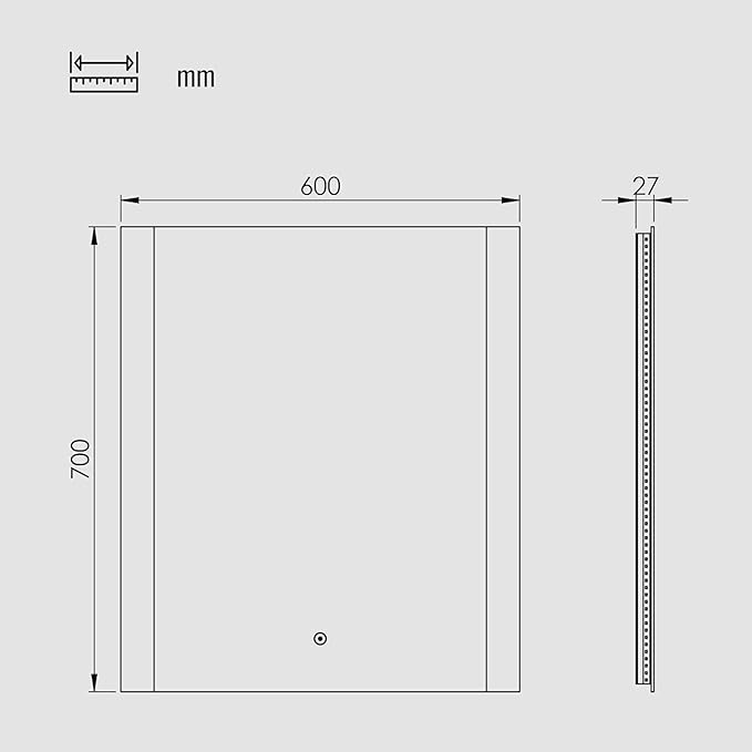 Oglinda de baie cu iluminare LED frontala si spate, 60 x 70 cm, reglabila cu functie tactila, functie memorie, impermeabil IP44, culori clare si naturale, alb
