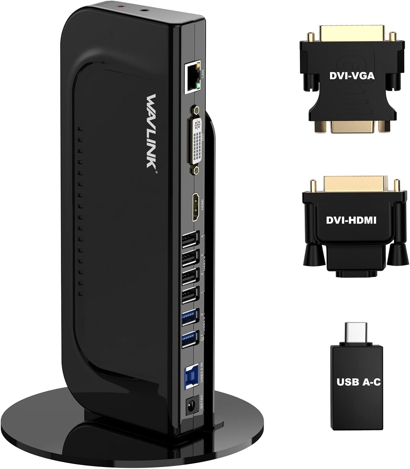 Statie de andocare 13 in 1 universala, cu functie extensie display, port HDMI, DVI, Ethernet, 2 x USB 3.0, 4 x USB 2.0, 1 x adaptor DVI la HDMI, 1x adaptor DVI la VGA, 1 x adaptor USB A la USB-C, pentru laptop Windows/MAC