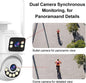 Camera de supraveghere dubla,WiFi 2K  comunicare bidirectionala, senzor de miscare, nightvision color, miscare Pan&Tilt 350°, impermeabila IP66, alba