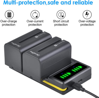 Set de 2 acumulatori NP-F750 NP-770 5200mAh cu incarcator USB cu display LCD, pentru Sony NP-F330 NP-F550 NP-F570 NP-F750 NP-F770 NP-F960 NP-F970 CCD-SC5 CCD-TRV DCR-TRV Series