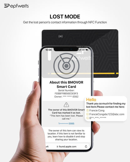 Card smart, dispozitiv antipierdere portofel, localizator Bluetooth cu incarcare wireless, sonerie, 1.6 mm, 60 m, doar pentru Apple iOS Find My
