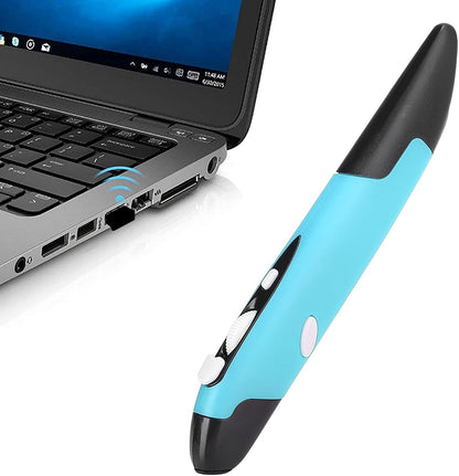 Mouse Wireless tip stilou 2.4G, vertical si ergonomic, optic, mini receptor radio USB, conexiune USB-C si micro, compatibil PC, Laptop, Notebook, Windows 7/8/Vista/XP/2000 si macOS – Pentru dreptaci si stangaci