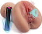 Masturbator realist 2 in 1 tip vagin si anus, cu vibrator, 10 trepte vibratii,  jucarie sexuala pentru barbati