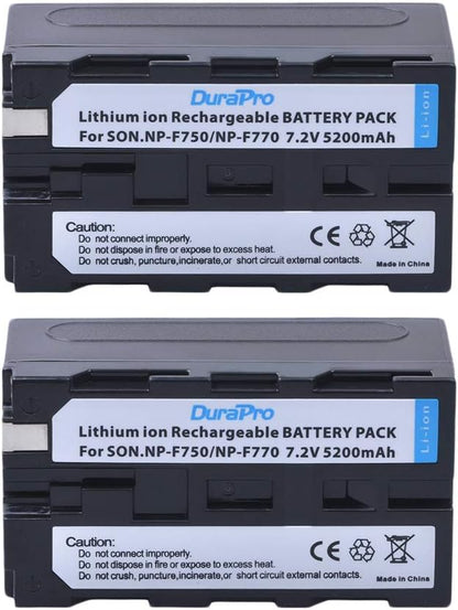 Set de 2 acumulatori NP-F750 NP-770 5200mAh cu incarcator USB cu display LCD, pentru Sony NP-F330 NP-F550 NP-F570 NP-F750 NP-F770 NP-F960 NP-F970 CCD-SC5 CCD-TRV DCR-TRV Series