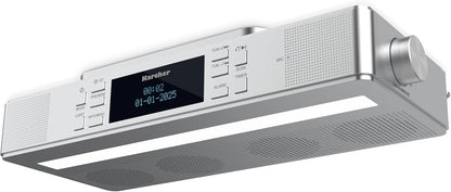 Radio de bucatarie, FM/DAB+, Bluetooth, iluminare LED integrata, ceas cu alarma si timer, montaj sub dulap, argintiu