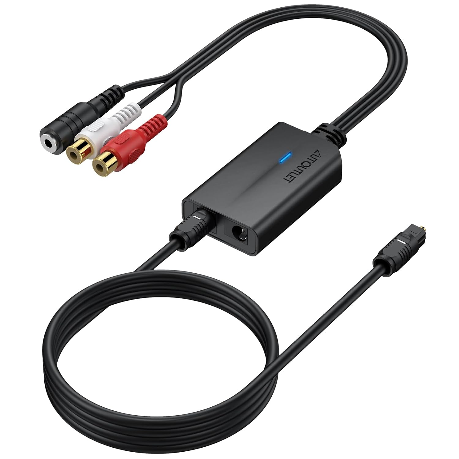 Convertor audio DA 192KHz de la digital la analog, SPDIF TOSLINK/OPTIC, cu cablu optic de 1 m, compatibil HDTV/DVD/Blu-ray/Xbox/PS3/PS4
