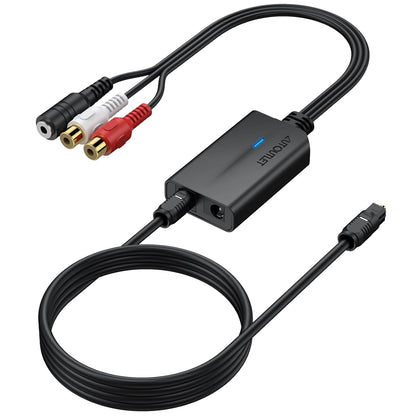 Convertor audio DA 192KHz de la digital la analog, SPDIF TOSLINK/OPTIC, cu cablu optic de 1 m, compatibil HDTV/DVD/Blu-ray/Xbox/PS3/PS4