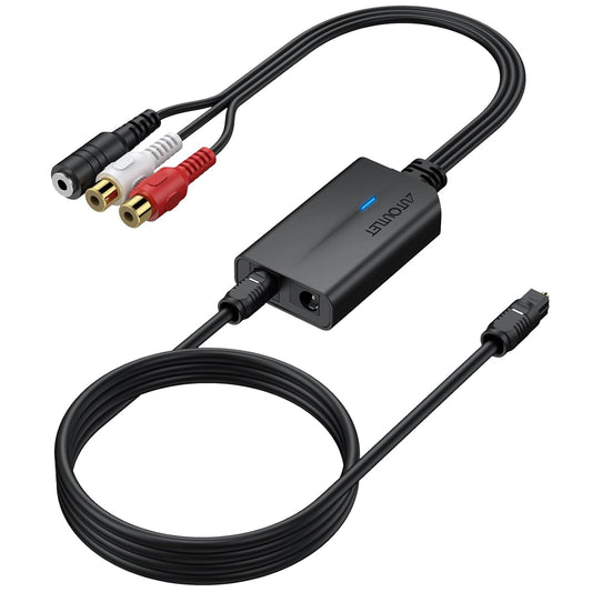 Convertor audio DA 192KHz de la digital la analog, SPDIF TOSLINK/OPTIC, cu cablu optic de 1 m, compatibil HDTV/DVD/Blu-ray/Xbox/PS3/PS4