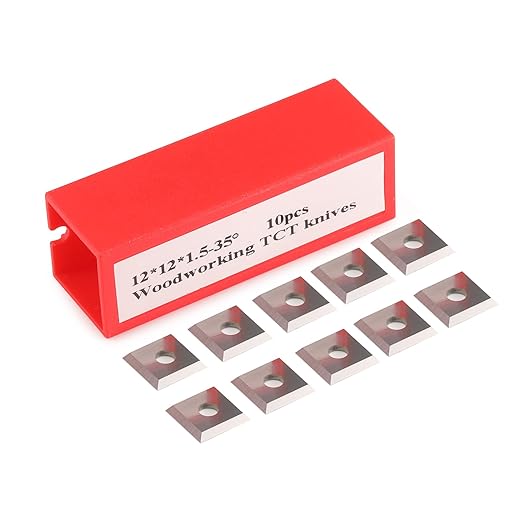 Set de 10 placute amovibile vidia, de strunjire, pentru prelucrarea lemnului, 12 x 12 x 1,5 mm, frezare 35 grade, pentru strung si dalta
