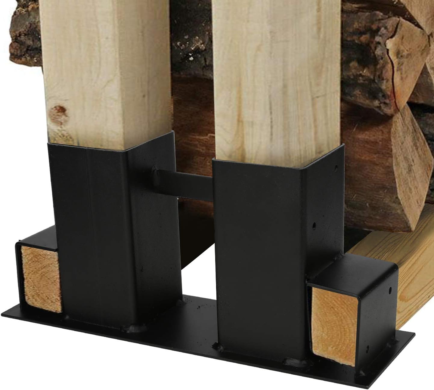 Set suport stivuire pentru lemne de foc, 4 bucati metalice reglabile, cadru robust pentru depozitare lemne, 70x70 mm si 40x60 mm, montaj rapid, ideal pentru garaj, subsol sau exterior