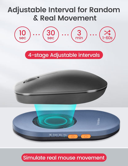Mouse Jiggler ultra subtire Vaydeer, Plug and Play, cu buton pornit oprit, cu temporizator reglabil, nedetectabil, simuleaza miscarea cursorului