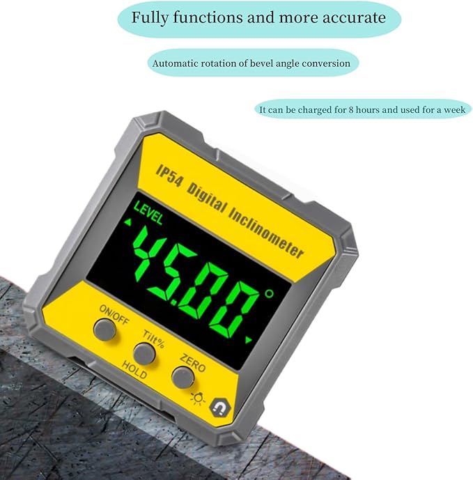 Nivela digitala magnetica 4 x 90°, eroare ±0,2°, ecran LCD, impermeabil IP54, aparat de masurat unghiuri 360°, inclinometru digital portabil pentru prelucrarea lemnului, metalului, constructii si auto