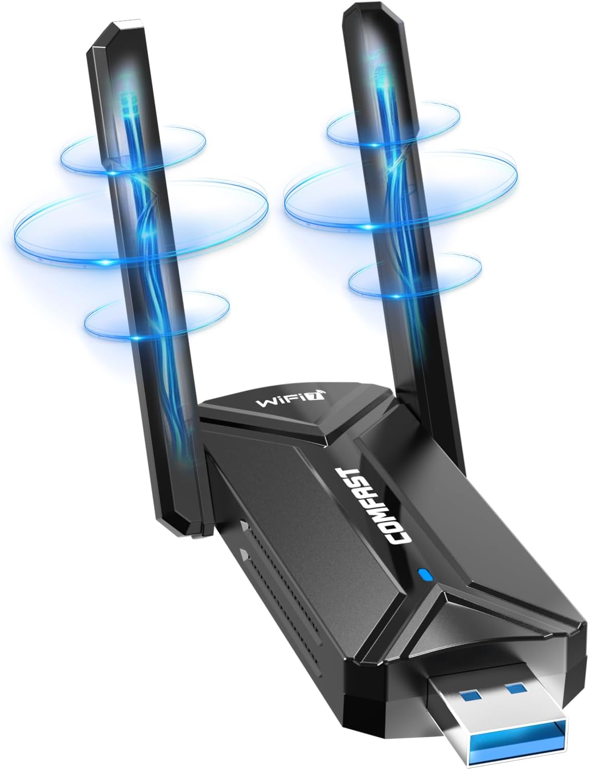 Stick WLAN USB COMFAST CF-983BE-1 WiFi 7, adaptor Wireless BE6500, viteza pana la 6500 Mbps, Tri-Band 2.4GHz/5GHz/6GHz, interfata USB, compatibil Windows 10/11, pentru Laptop si Desktop PC, negru