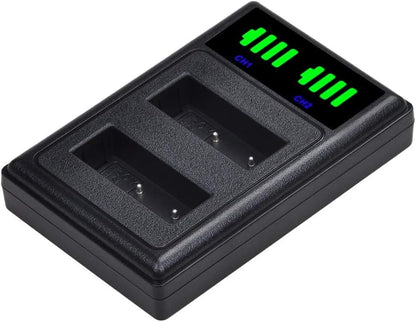 Set de 2 acumulatori BLS-50 BLS-5 2000 mAh si incarcator dual, compatibil cu Olympus Pen E-P7 E-PL10 E-PL9 E-PL8 E-PL7 E-PL6 E-PL5 E-PL3 E-PL1s E-PM2, OM-D E-M5 Mark III III S, Stylus 1