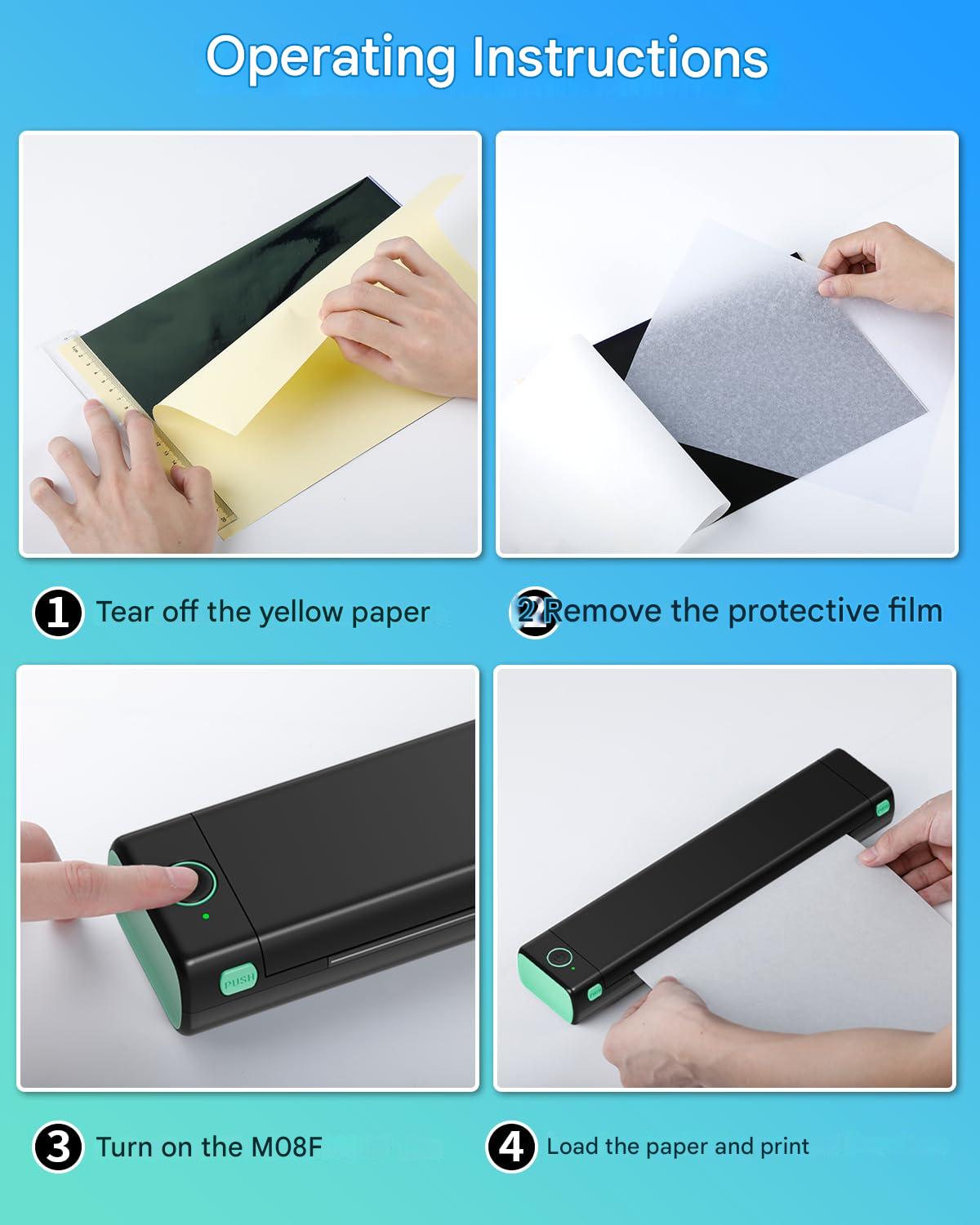 Imprimanta termica portabila pentru tatuaje, Bluetooth, USB, cu 10 hartii de transfer, acumulator 1200 mAh, printare termica directa, fara tus, conectare prin aplicatie, compatibila Android/iOS/Windows/MacOS/ChromeOS