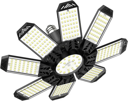 Lampa LED 210W, 21000lm, 6500K, 8+1 panouri reglabile 360°, dulie E27/E26, iluminare super puternica pentru atelier, depozit sau subsol, clasa energetica F