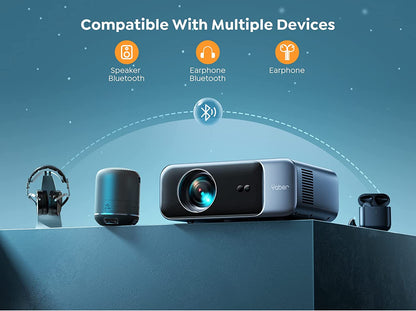 Videoproiector WiFi 6, Bluetooth, 15000 lumeni, 1080P Full HD, Auto Focus,  suporta 4K, auto Keystone, Home Cinema pentru martphone/TV Stick/PPT/PS5, Yaber Pro V9
