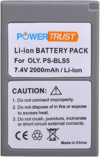 Set de 2 acumulatori BLS-50 BLS-5 2000 mAh si incarcator dual, compatibil cu Olympus Pen E-P7 E-PL10 E-PL9 E-PL8 E-PL7 E-PL6 E-PL5 E-PL3 E-PL1s E-PM2, OM-D E-M5 Mark III III S, Stylus 1