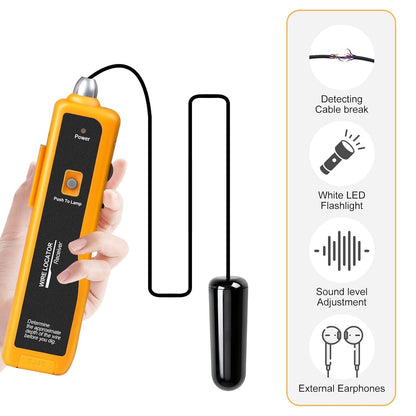 Detector de cabluri subterane, localizator fire, tevi metalice, coaxial, cu transmitator si receptor, lumina LED, adancime pana la 60 cm si 300 m lungime, KOLSOL