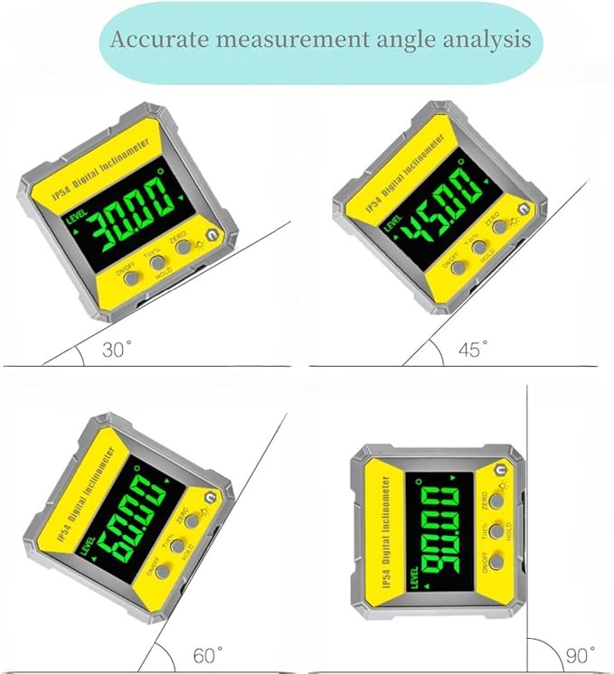 Nivela digitala magnetica 4 x 90°, eroare ±0,2°, ecran LCD, impermeabil IP54, aparat de masurat unghiuri 360°, inclinometru digital portabil pentru prelucrarea lemnului, metalului, constructii si auto