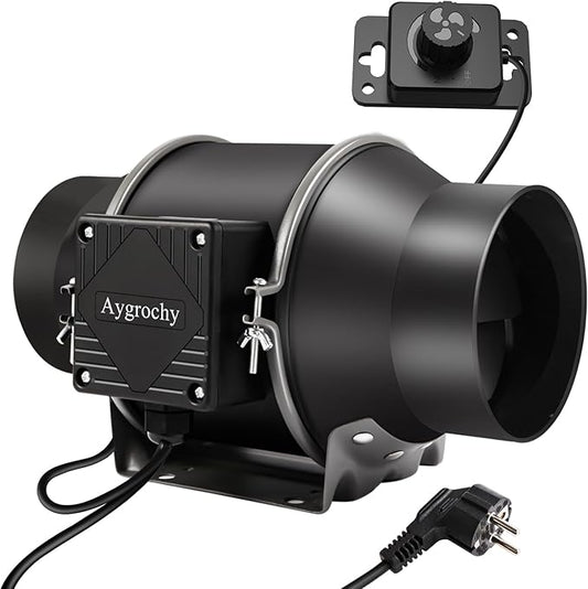 Ventilator evacuare aer 150 mm, reglabil, cu regulator de viteza, 683 m³/h, 2800 rpm, 55 W, 32 dB, material ABS, pentru incalzire, racire, boostere, corturi de crestere, hidroponie, ventilatie de evacuare