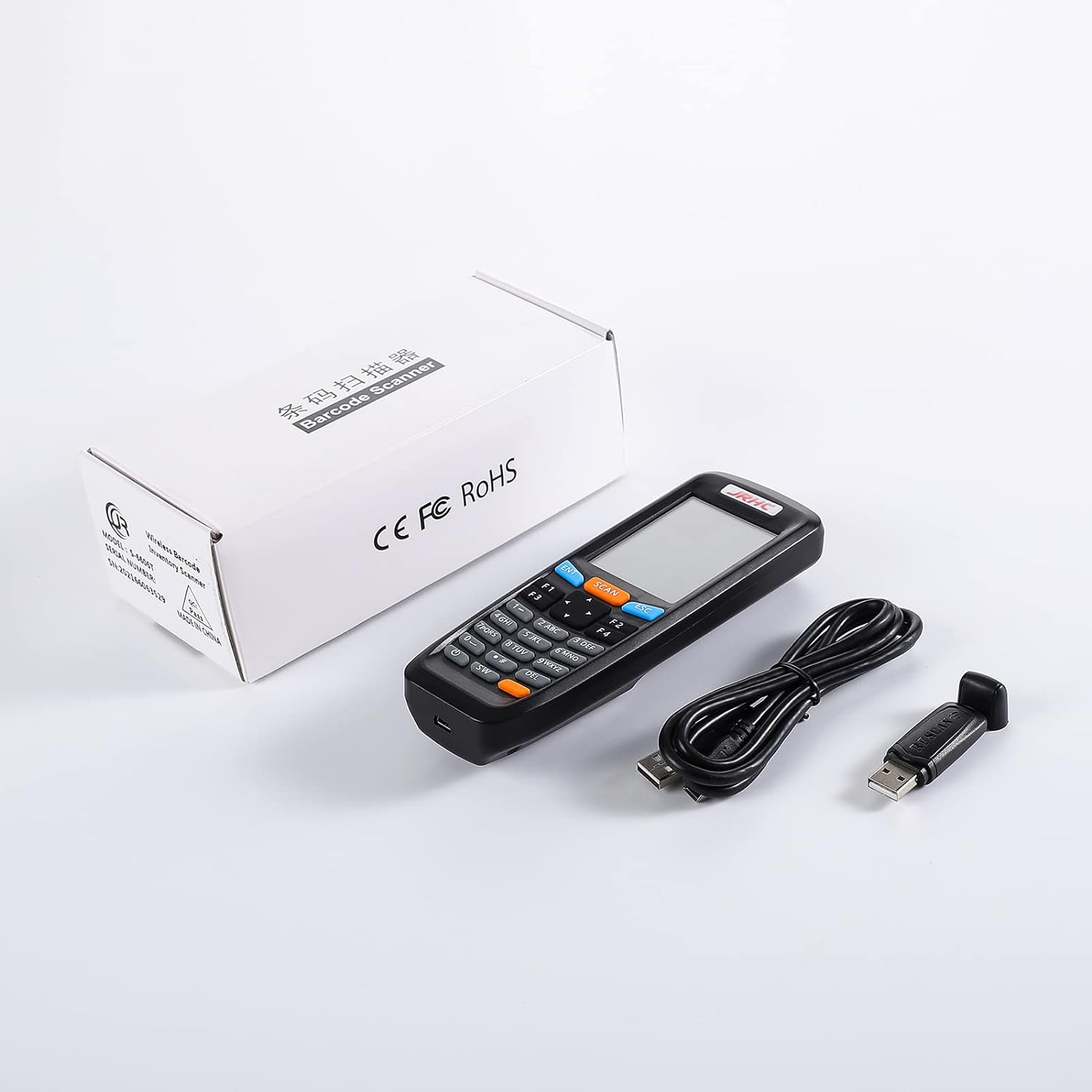 Cititor coduri de bare, scanner wireless 1D, 2D, QR, cu display LCD 2.8 inch, acumulator 1400 mAh, portabil, mod inventar, portabil