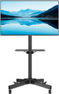 Suport TV BONTEC cu roti pentru ecrane Plasma/LCD/LED de 23-55 inch, pana la 40 kg, suport rulant reglabil pe inaltime si functie de inclinare cu raft pentru laptop, MAX VESA 400x400