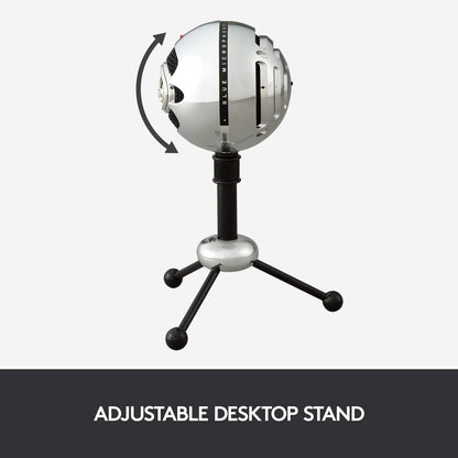 Microfon USB Blue Snowball, condensator cu 2 capsule, modele polare cardioid si omnidirectional, Plug & Play, pentru streaming, podcast, gaming, YouTube si conferinte, compatibil PC si Mac, argintiu