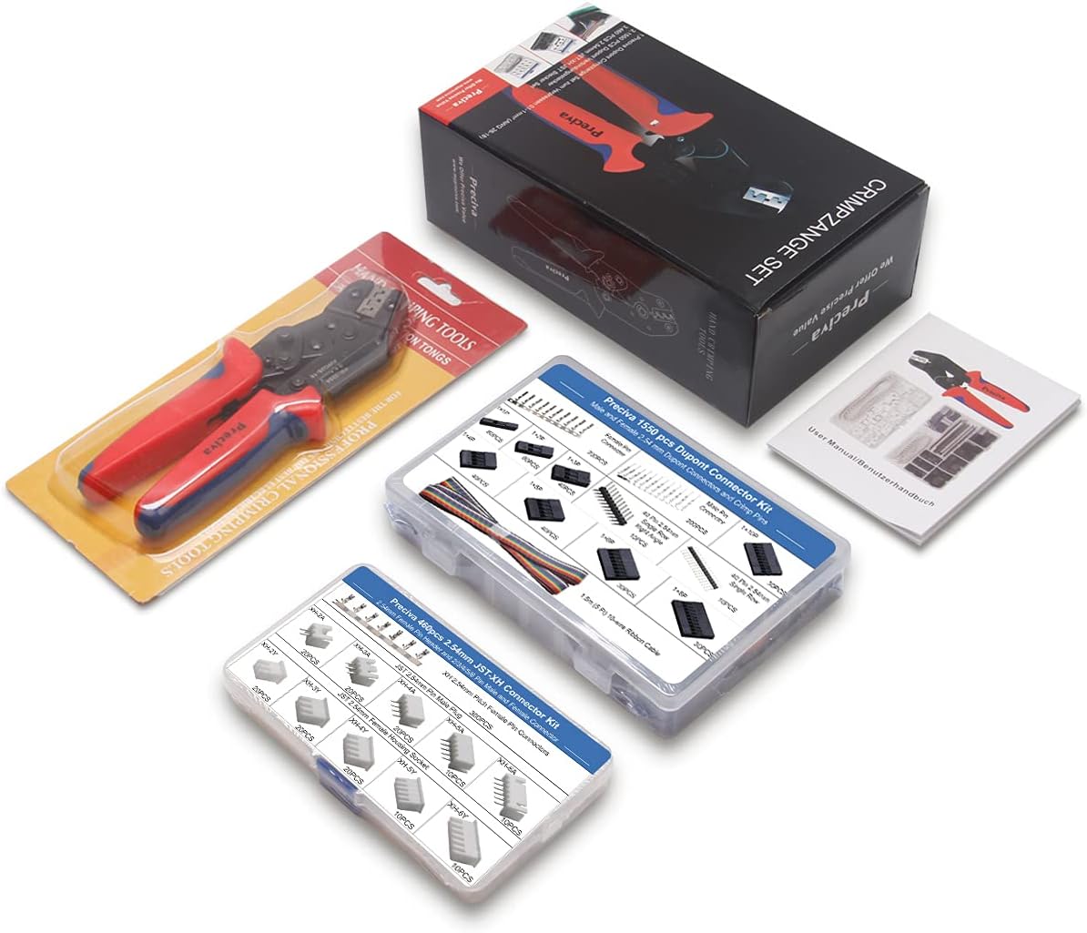 Set cleste de sertizare cu 1550 conectori dupont si 460 conectori mama/tata, cablu IDC de 1, 5 m (5 picioare), 0, 1-1 mm², KF2510, pentru ATX, EPS, PCIE si SATA