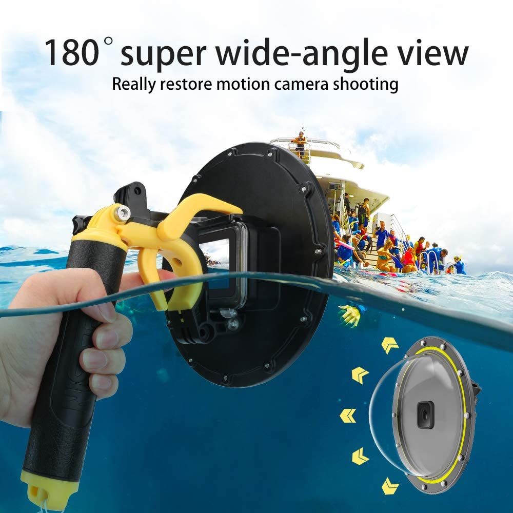 Carcasa subacvatica dome pentru GoPro Hero 5, 6, 7, 2018, impermeabila, cu maner, dom cu grip