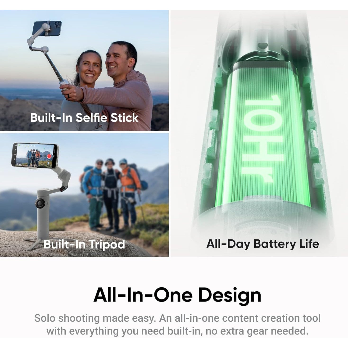Stabilizator de imagine Insta360 Flow 2 Plus AI Tracker, sistem stabilizare telefon cu urmarie AI, trepied si selfie stick incorporat, pentru iPhone/Android