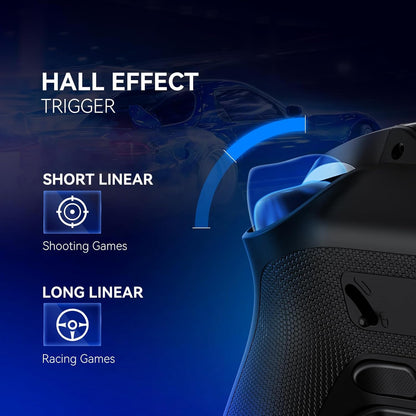 Controler wireless cu programare, display interactiv, butoane microswitch, joystick cu Hall Efect, lumini LED RGB, pentru PC, Switch, iOS, Android, negru