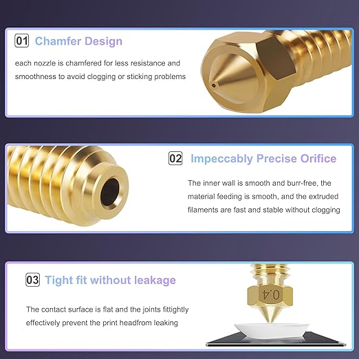 Set 10 duze extrudare imprimanta 3D Anycubic Kobra 3, din alama, de 0, 4 mm, filet M6, duze Hotend extruder cu ac de curatare, pensete si cheie, rezistent la temperaturi ridicate, potrivita pentru majoritatea materialelor FDM
