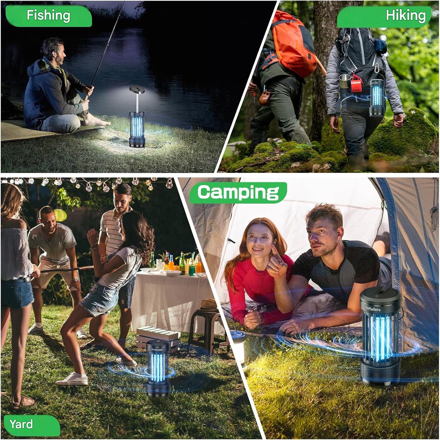 Lampa insecticid electric PALONE 4500V, baterie 4000 mAh, UV 365 nm, USB-C, extensibila cu LED reglabil, capcana anti-tantari 360°, utilizare interior si exterior, fara substante chimice