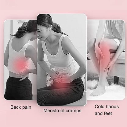 Centura abdominala pentru masaj cu incalzire si vibratii, 3 trepte incalzire si 3 vibromasaj, anti dureri menstruale, ciclu, lombare, portabila, roz
