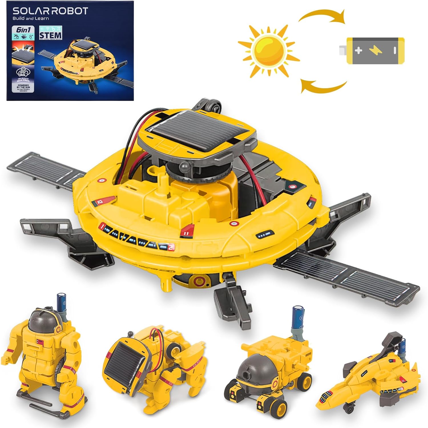 Robot solar 6 in 1, set de construit STEM educational, pentru experimente DIY si joaca, pentru baieti si fete +8 ani