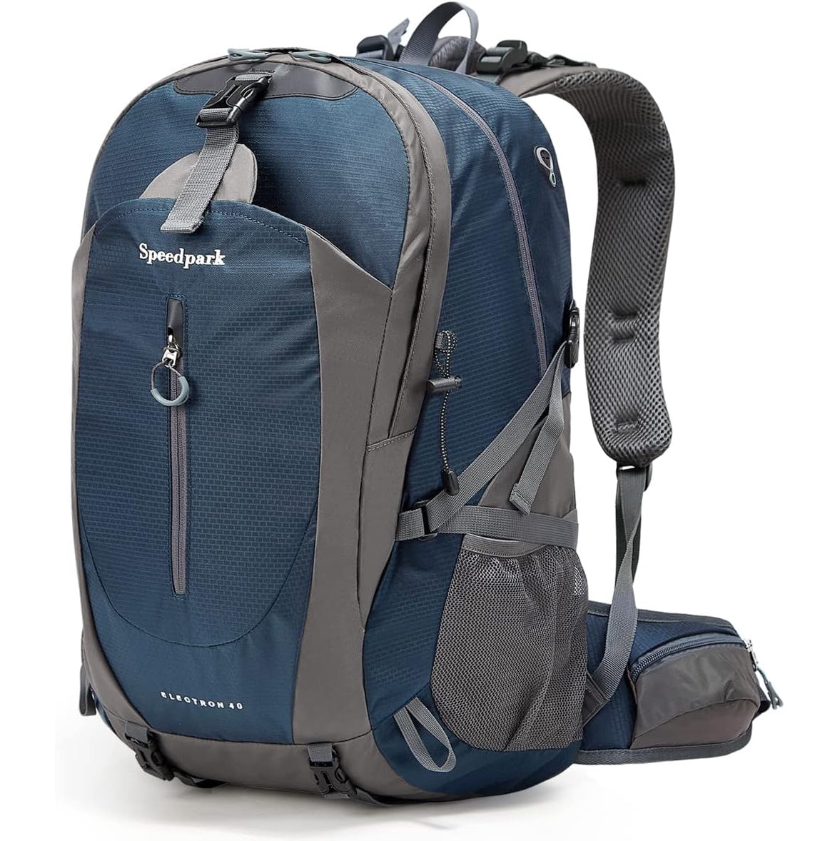 Rucsac de drumetie 40 l cu husa de ploaie, gheozdan impermeabil cu buzunar frontal si laterale, material bretele respirabil, pentru drumetii, camping, trekking, albastru