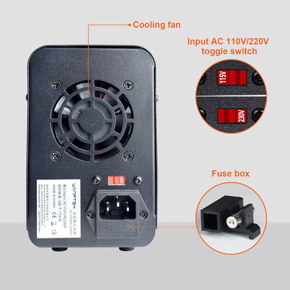 Sursa de alimentare de laborator 0-30 V, 0-10 A, 300 W, cu display LED, ventilator de racire, functie protectie supracurent (OCP), cu port USB 15W, stabilizare voltaj si curent, CV/CC