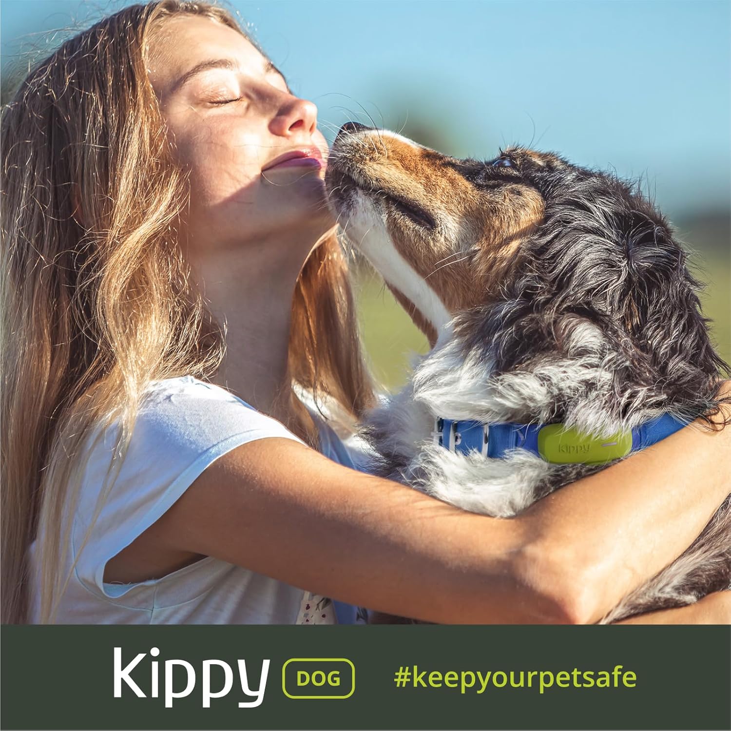 Tracker GPS pentru caini Kippy Dog, dispozitiv monitorizare activitate cu geofence, urmarire in timp real, notificari, impermeabil, verde