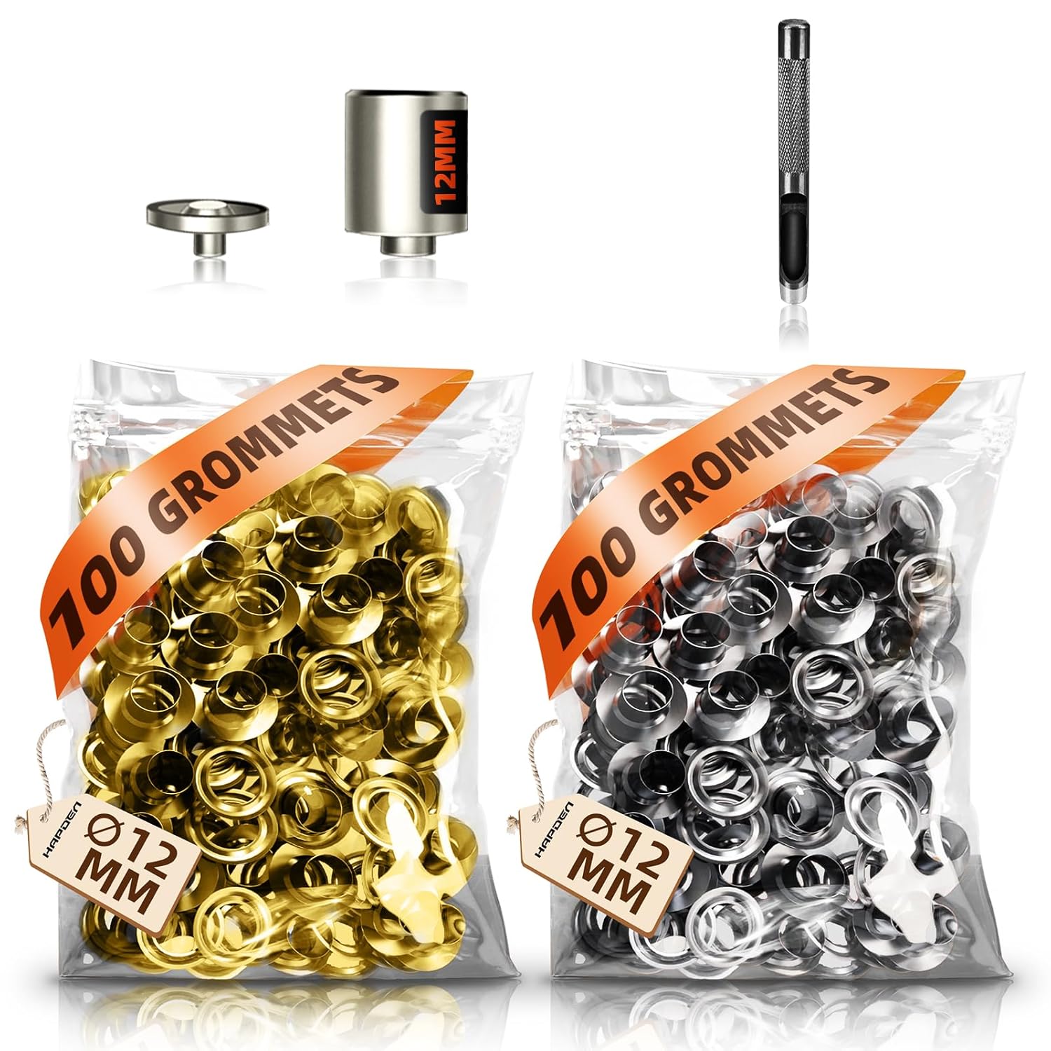 Set 200 capse cu ocheti 12 mm cu adaptor pentru cleste, pentru bannere, prelate, carton
