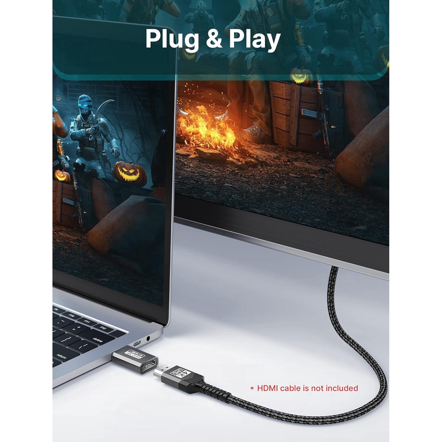 Set 2 adaptor DisplayPort la HDMI 4K, 4K@30Hz/2K@60Hz/1080p@120Hz, carcasa din aluminiu, design compact, mufa placata cu aur 24K, universal