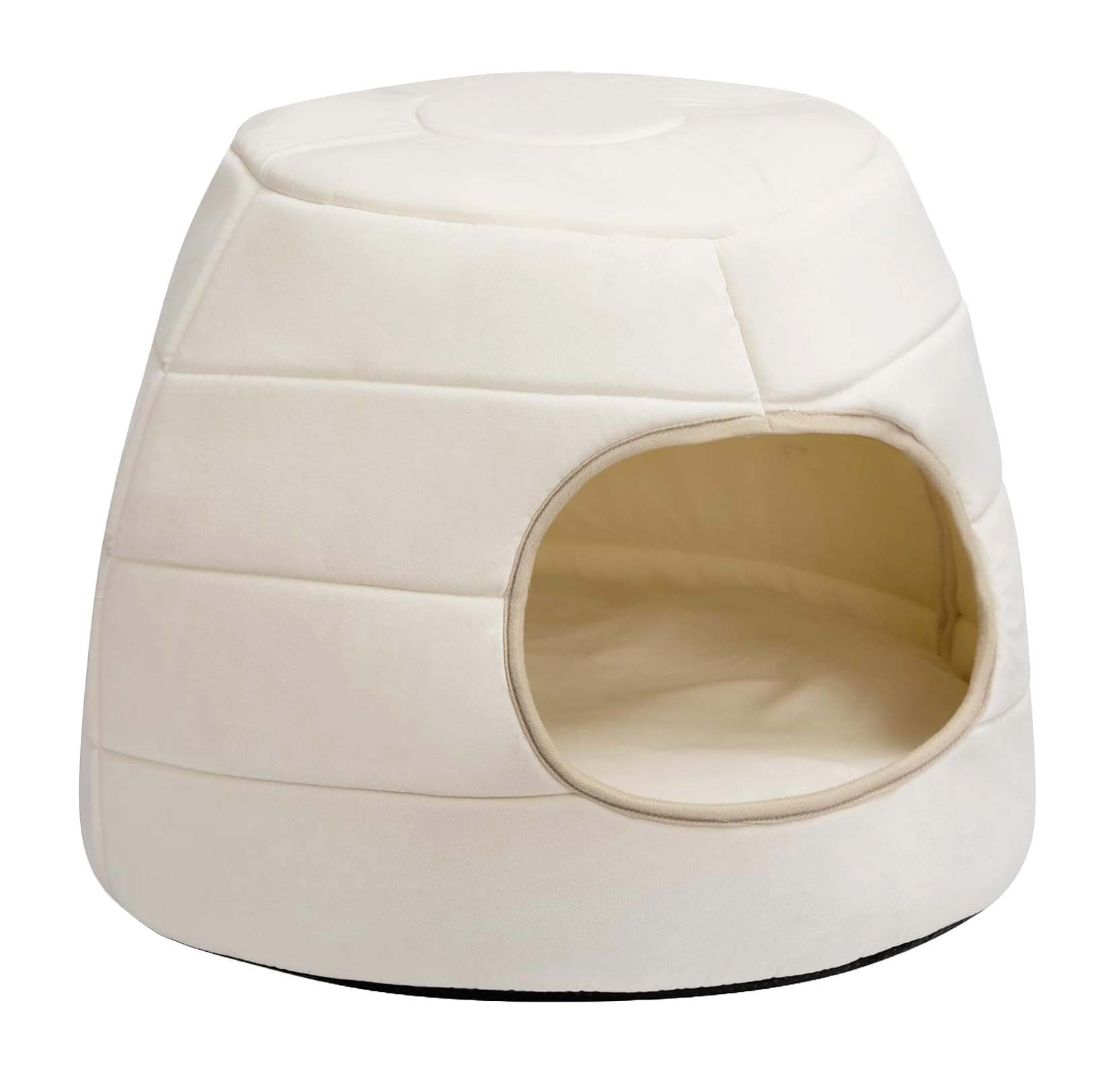 Patut caini si pisici 2 in 1, culcus pliabil pentru animale de companie mici, forma casuta si pat, din bumbac si tesatura de catifea, bej