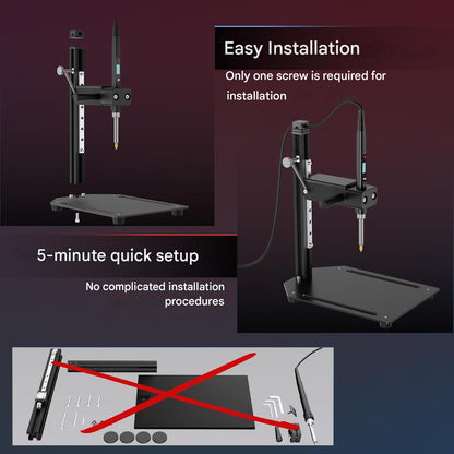 Instrument de insertie termica DACKZZM pentru insertii filetate, set 8 capete M2-M8, suport vertical 90°, compatibil imprimare 3D, aluminiu, reglabil, negru