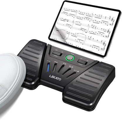 Pedala intoarcere pagina partitura, dispozitiv de comutare wireless, Blueetooth, reincarcabil, 5 moduri de lucru, silentios, pentru Windows, macOS, Android, iOS, smartphone, tableta, PC