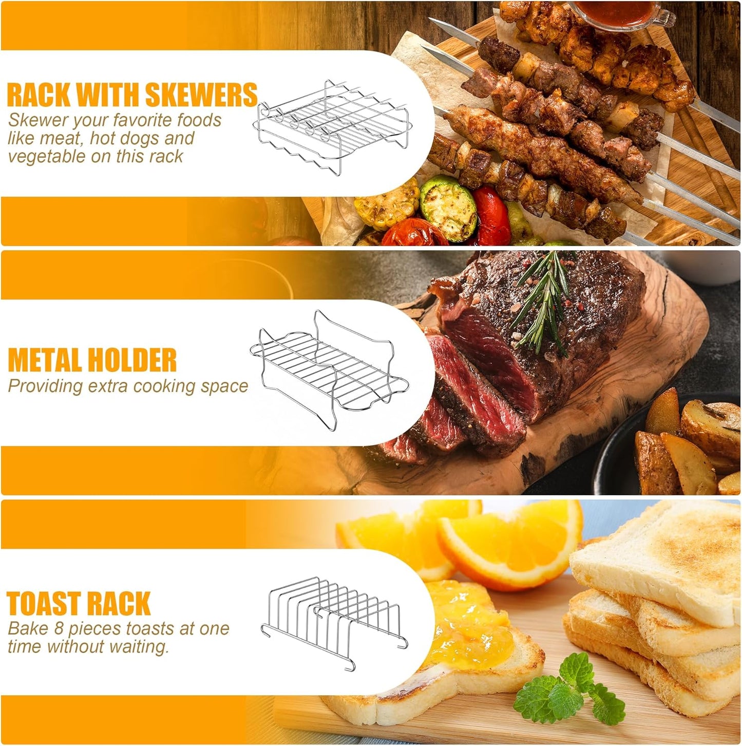 Set 19 accesorii pentru friteuza cu aer cald Tefal EY9018 Dual Easy Fry 5, 2/3, 1 L, cu tavi de silicon, gratare, clesti, forme de briose, tava de paine, multifunctionale